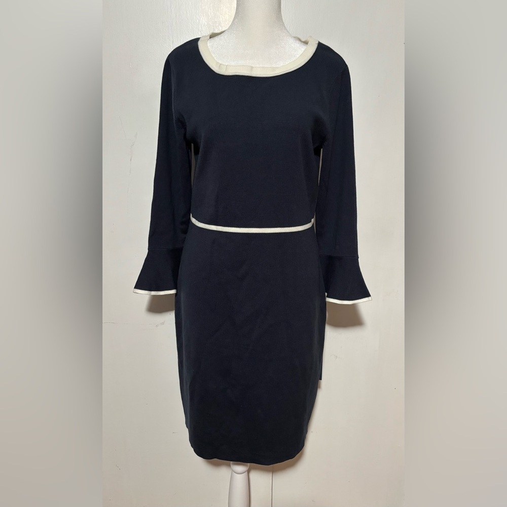 Tommy Hilfiger Women's Bell-Sleeve knit Sheath Dress, Dark Blue, Size M